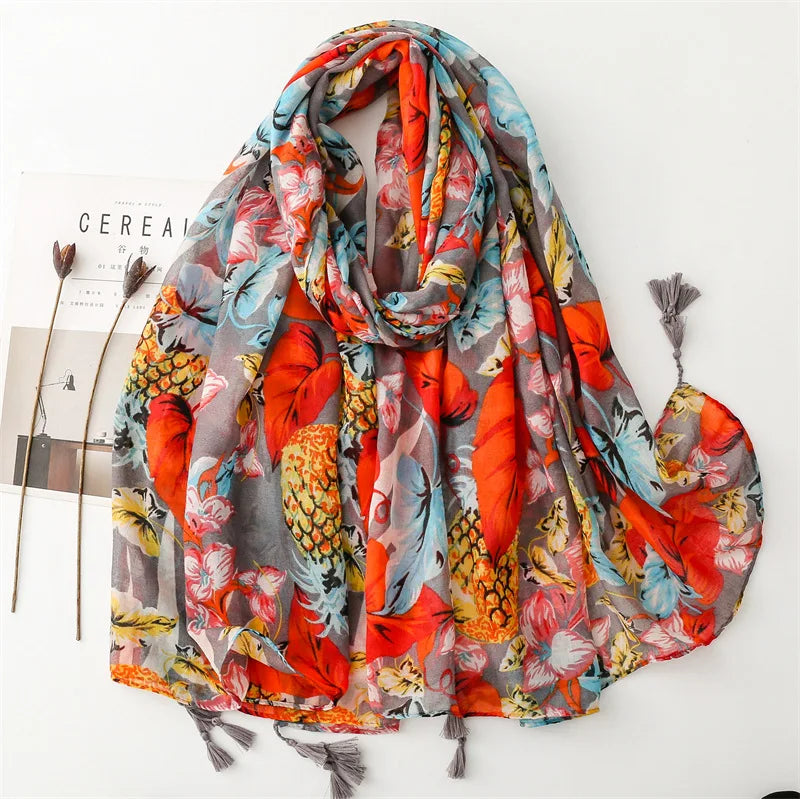Aztec Paisley Schal mit Fransen – 180x90 cm