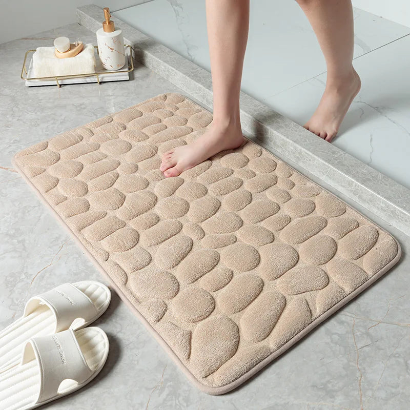 Rutschfeste Badezimmermatte mit Kieselsteinmuster – Memory-Schaum-Duschteppich
