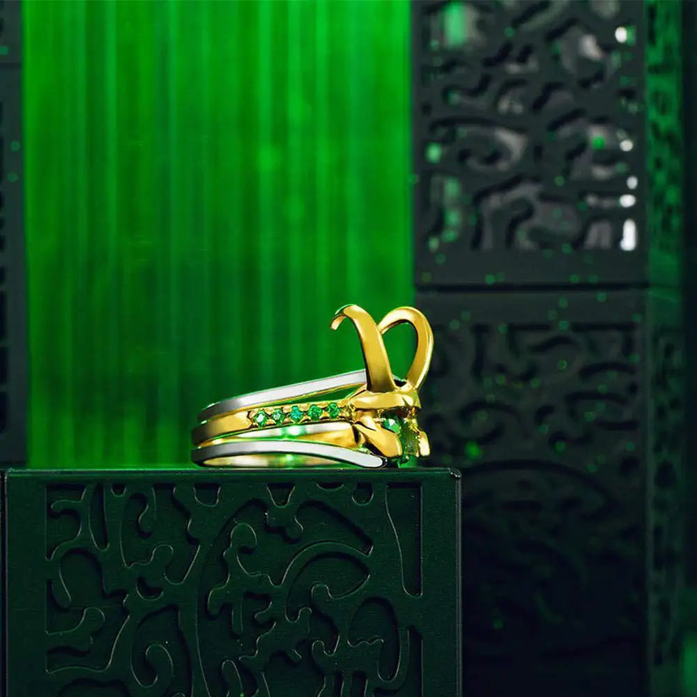 Minimalistisches Loki-Helm-Ring-Set – Unisex Stapelbarer Schmuck